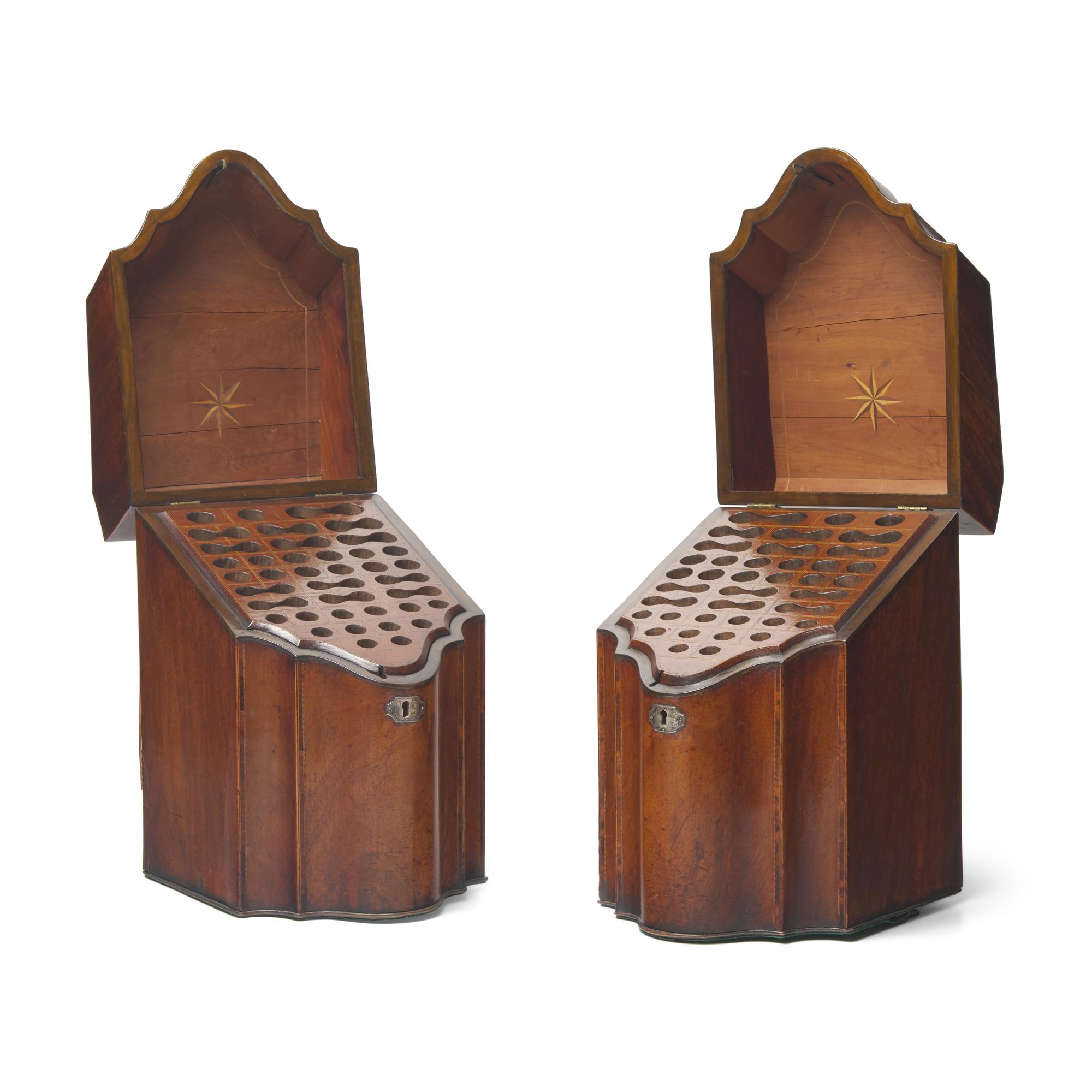 A Pair of George III Inlaid Mahogany Knife Boxes