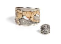 Navajo Silver and Multi-Stone Pictorial Cuff Bracelet, Monty Claw (b. 1977) Length of bracelet 5 1/2 x opening 1 1/8 x width 1 7/8 inch
