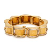 CHARLES KRYPELL, YELLOW GOLD AND DIAMOND BRACELET