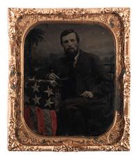 [CIVIL WAR] -- [AFRICAN AMERICANA]. Sixth plate tintype of Galen H. Osborne, Special Service, New York Herald , with partial letter referencing African American Robert Smalls' commandeering of the CSS Planter . May 1862.