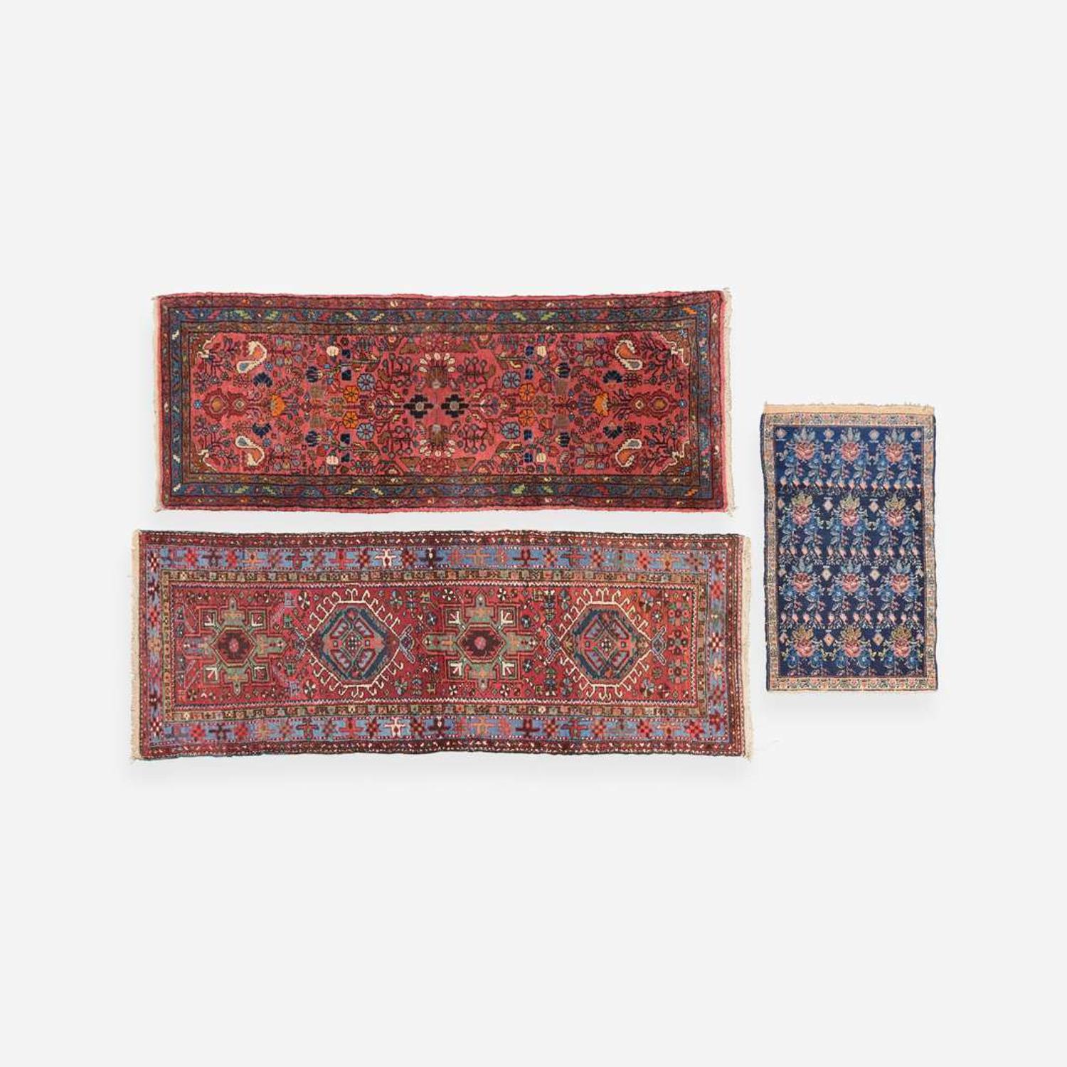 A group of three runners and rugs early 20th century
