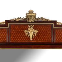 A Louis XVI Style Mahogany, Parquetry and Gilt Bronze Mounted Dressing Cabinet