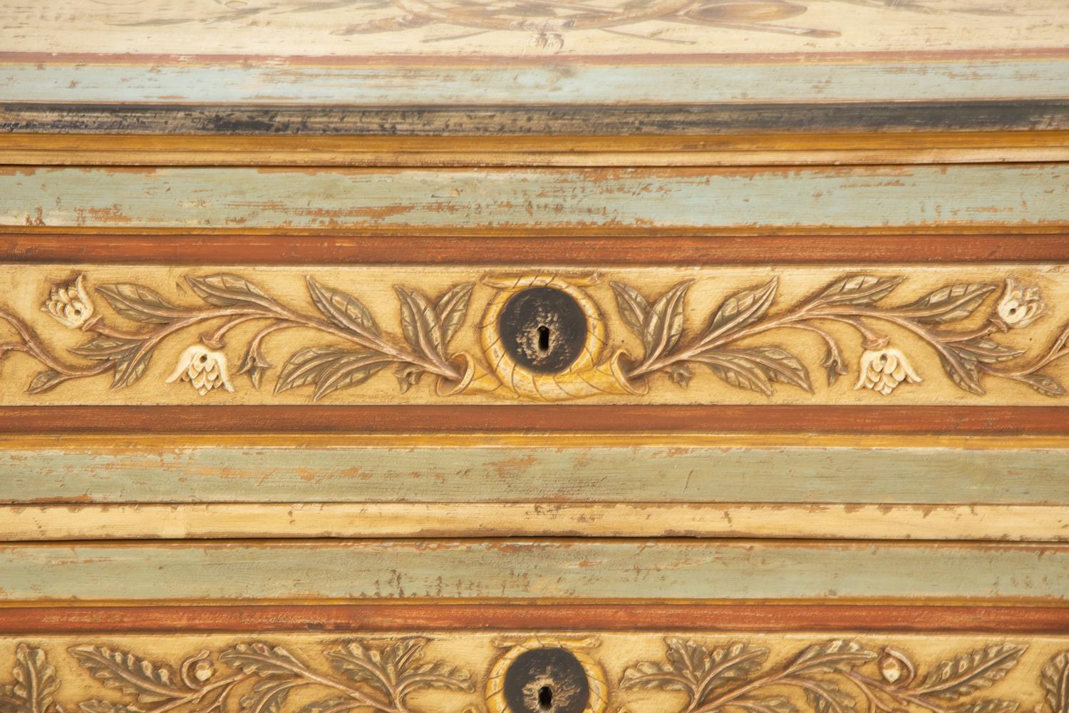 A Louis XVI Style Painted Pine Two Drawer Commode