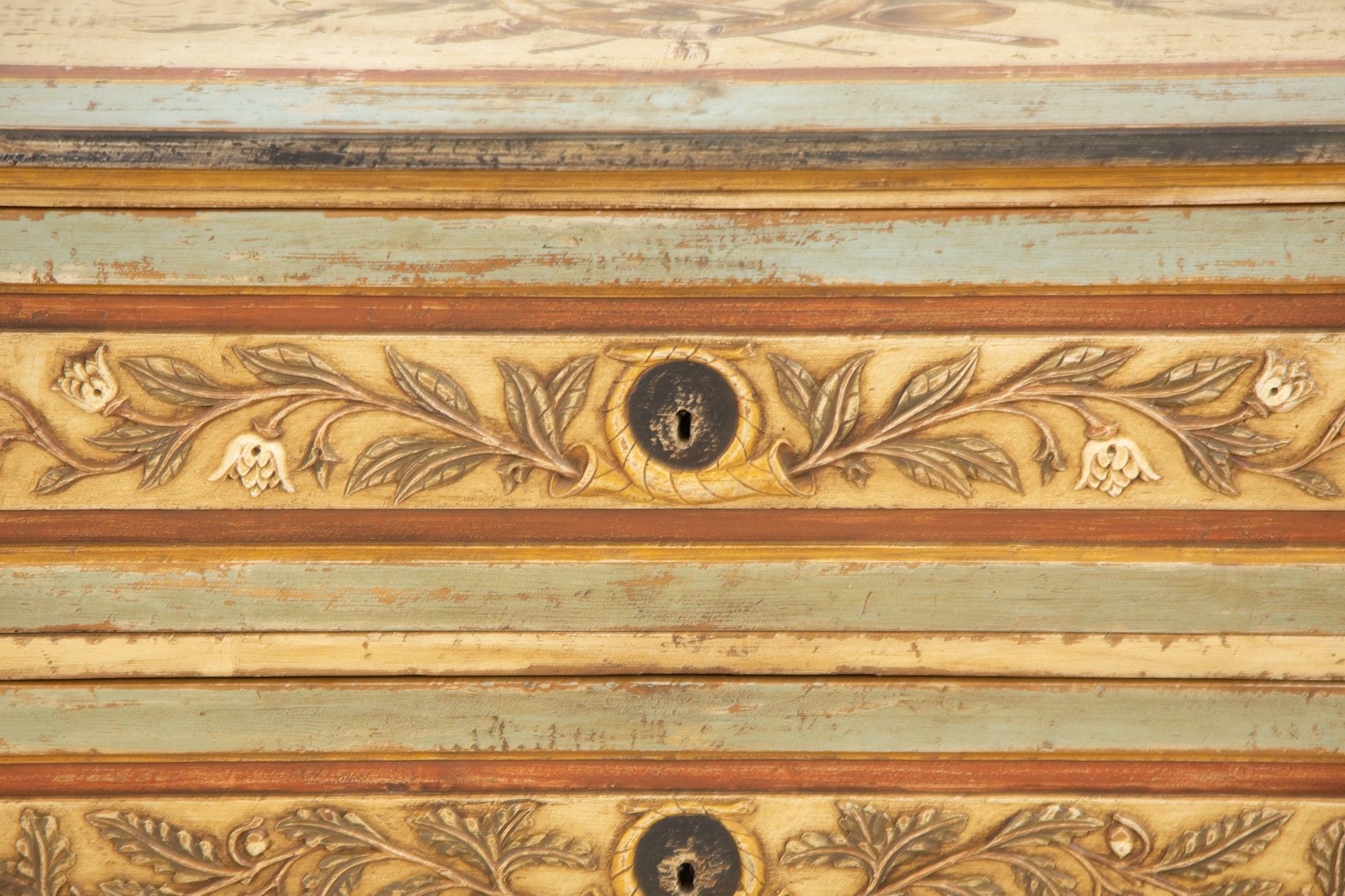 A Louis XVI Style Painted Pine Two Drawer Commode