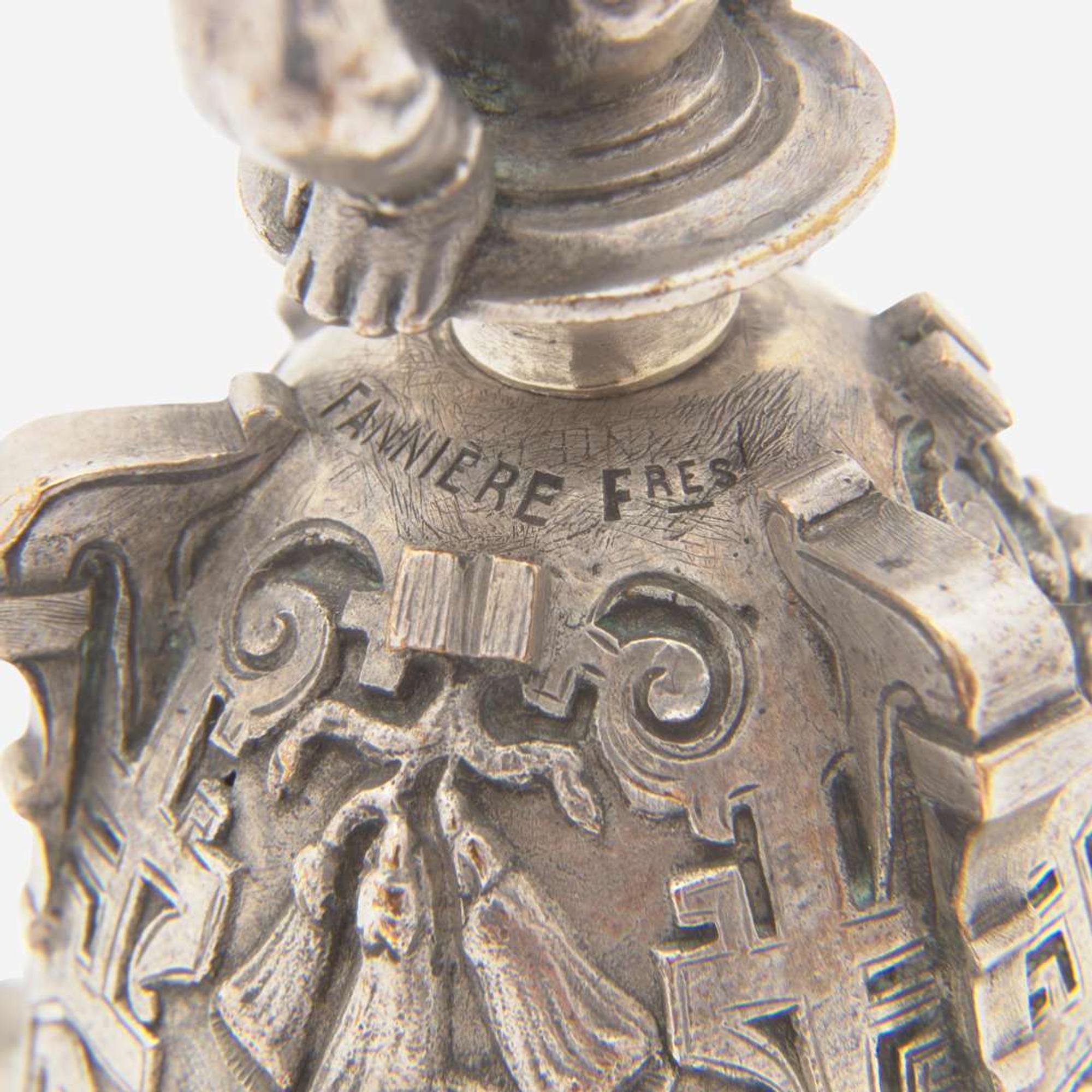 Two French silver figural bells One marked Fannière Frères, Paris, late 19th century