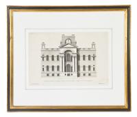 A Set of Six English Architectural Engravings, Height of plate 9 3/4 x width 14 3/4 inches.