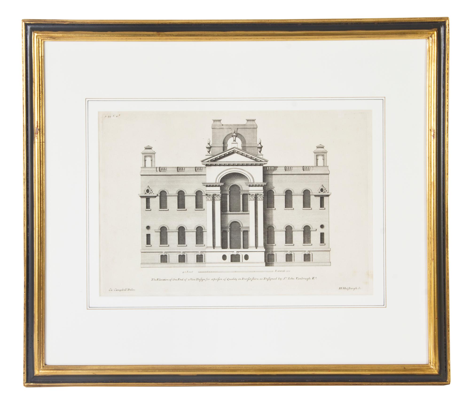 A Set of Six English Architectural Engravings, Height of plate 9 3/4 x width 14 3/4 inches.