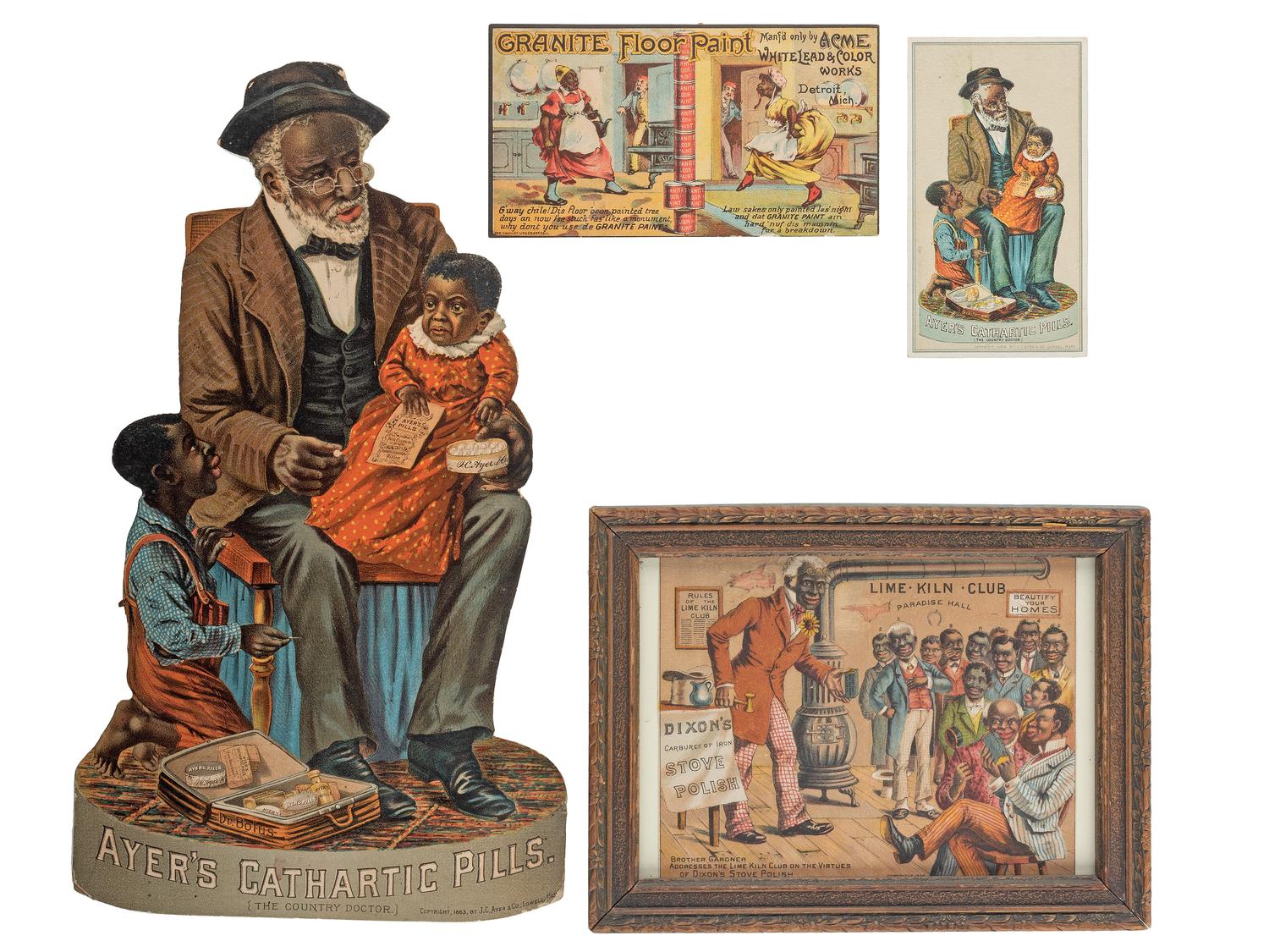 [AFRICAN AMERICANA] -- [ADVERTISING]. A group of 4 advertisements of African American subjects. Ca 1880s.