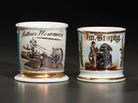 Two Machinists' Porcelain Occupational Shaving Mugs