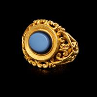 A Roman Gold and Nicolo Finger Ring