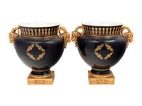 A Pair of Sèvres Style Gilt Bronze Mounted Porcelain Vases