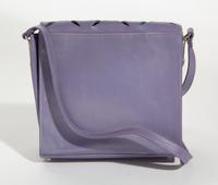 A Gianni Versace Purple Leather Safety Pin Shoulder Bag, 10" x 9.5" x 4"; Strap drop: 11-16".