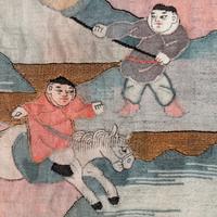 A Large Chinese Kesi 'Three Kingdom ' Silk Panel and Two Small Fragments, Late 19th Century 清晚期 金地緙絲三國故事圖挂賬及人物故事圖兩幅