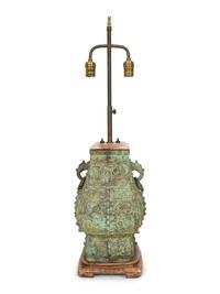 A Chinese Archaistic Bronze Vase Mounted as a Lamp