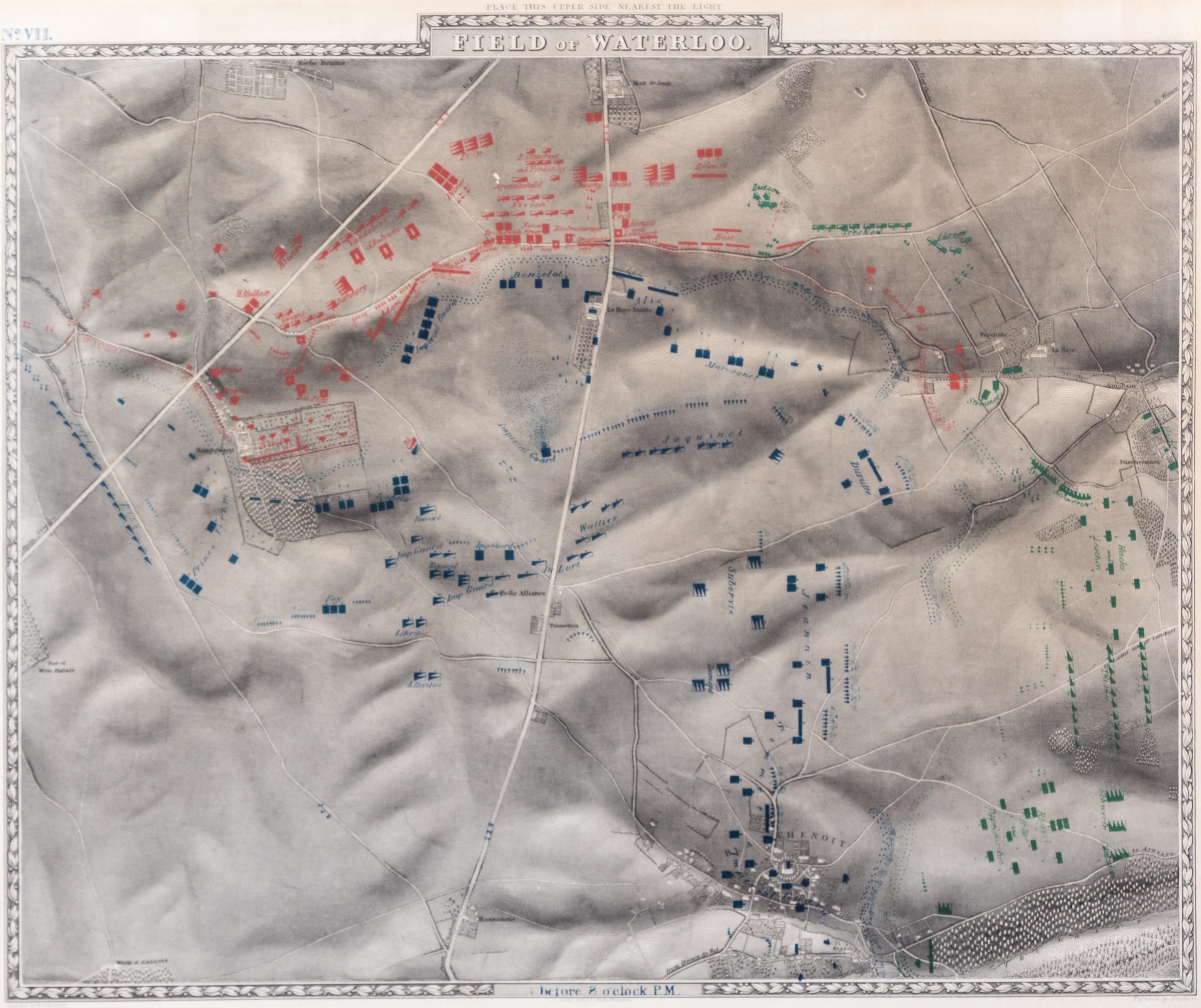 (WATERLOO) FREEBAIRN . Two battlefield engravings of Waterloo and Quatre-Bras. London, 1848.