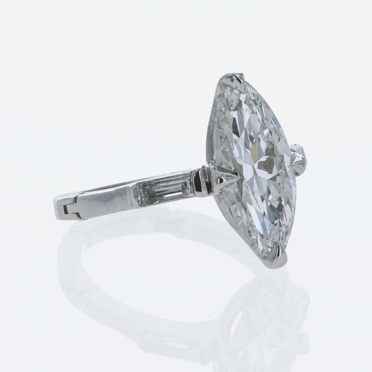 A Diamond and 14K White Gold Ring 2.64 Carat Marquise Diamond, GIA Certified