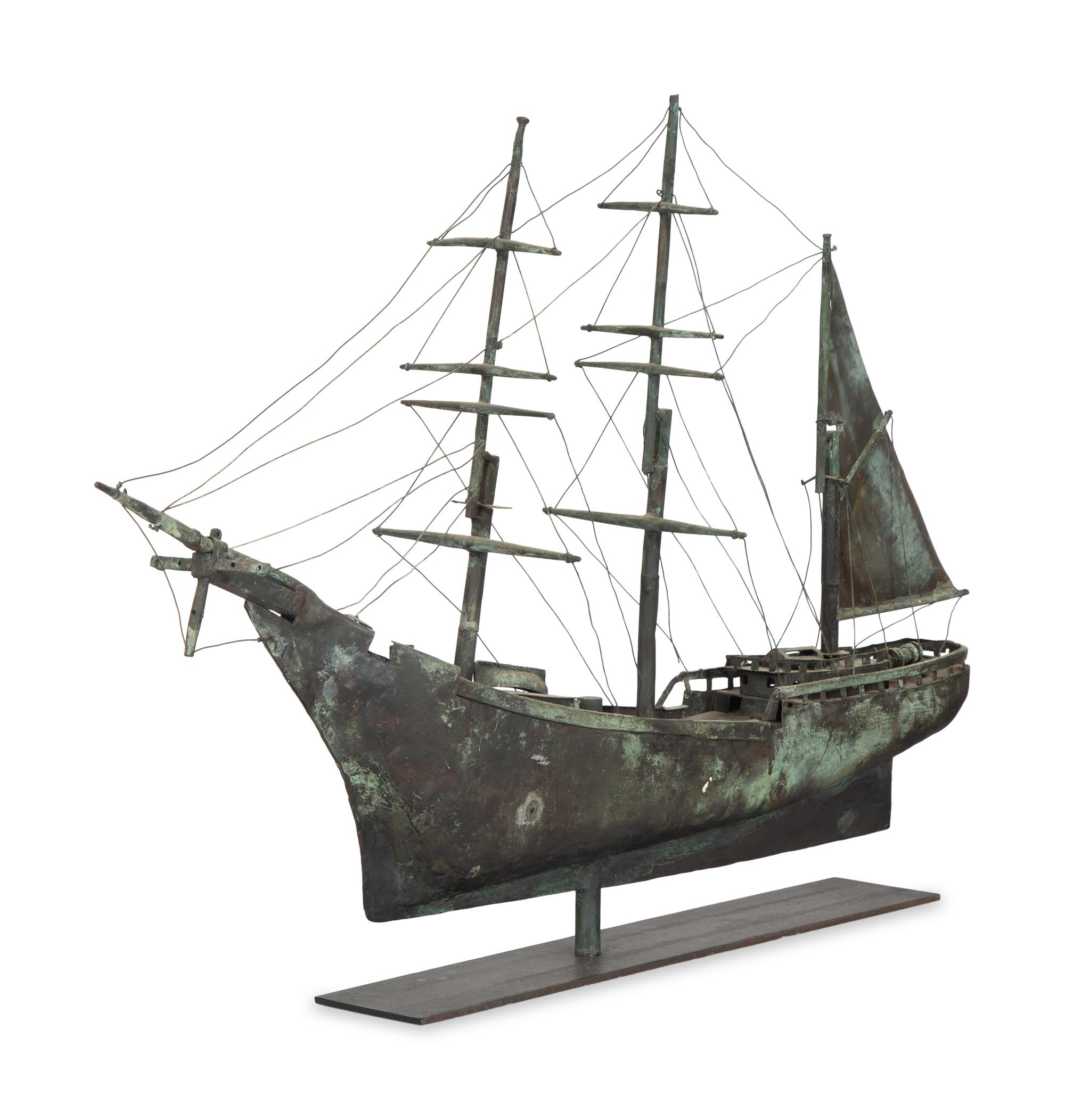 A Molded Copper and Zinc Ship-Form Weathervane