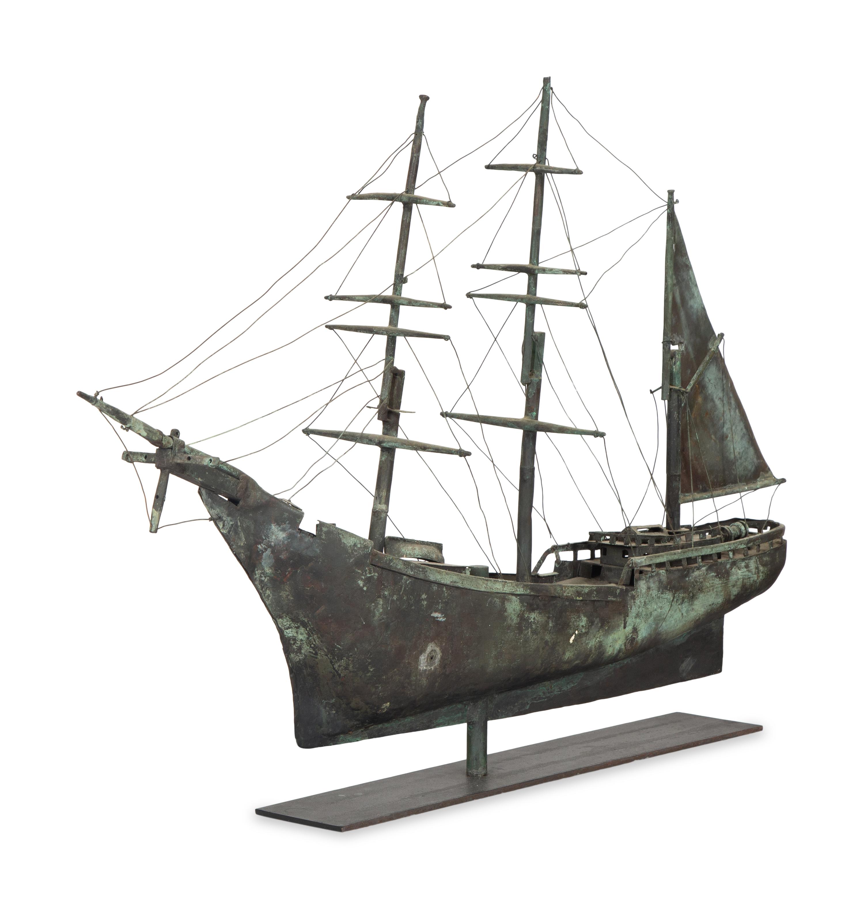 A Molded Copper and Zinc Ship-Form Weathervane