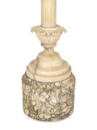 An Italian Carved Alabaster Floor Lamp with Domed Shade