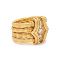 SEIDENGANG, YELLOW GOLD AND DIAMOND RING