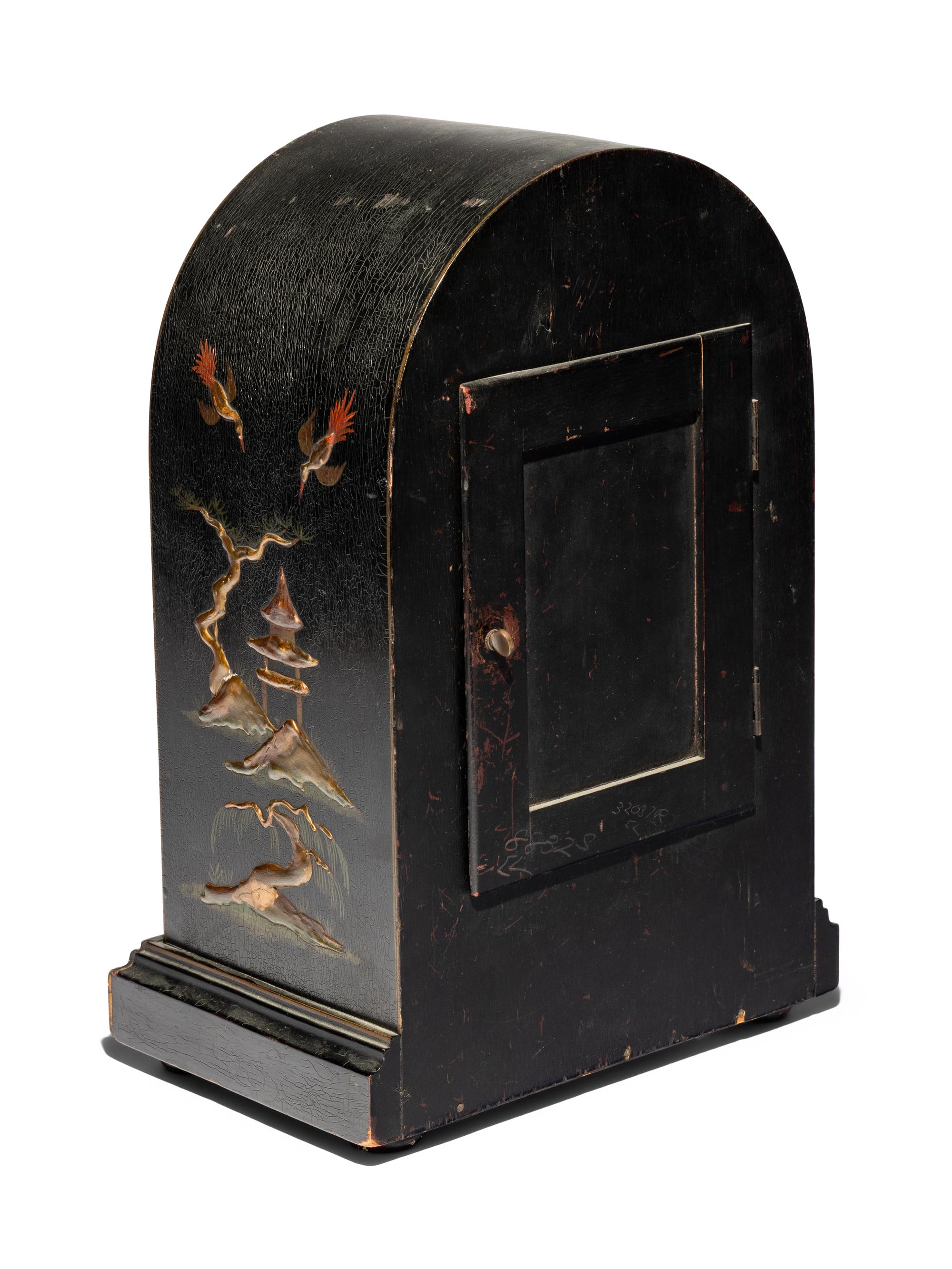 An English Black Japanned Mantel Clock