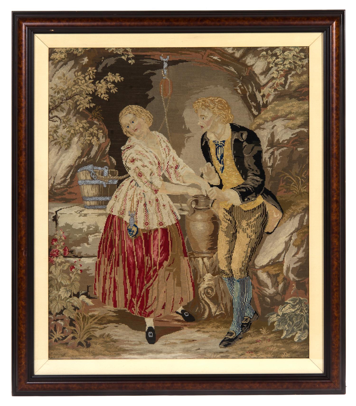 A Continental Needlework Picture Height 25 x width 27 inches.