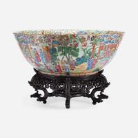 A Massive Chinese Export Porcelain Rose Medallion Punch Bowl 19th century