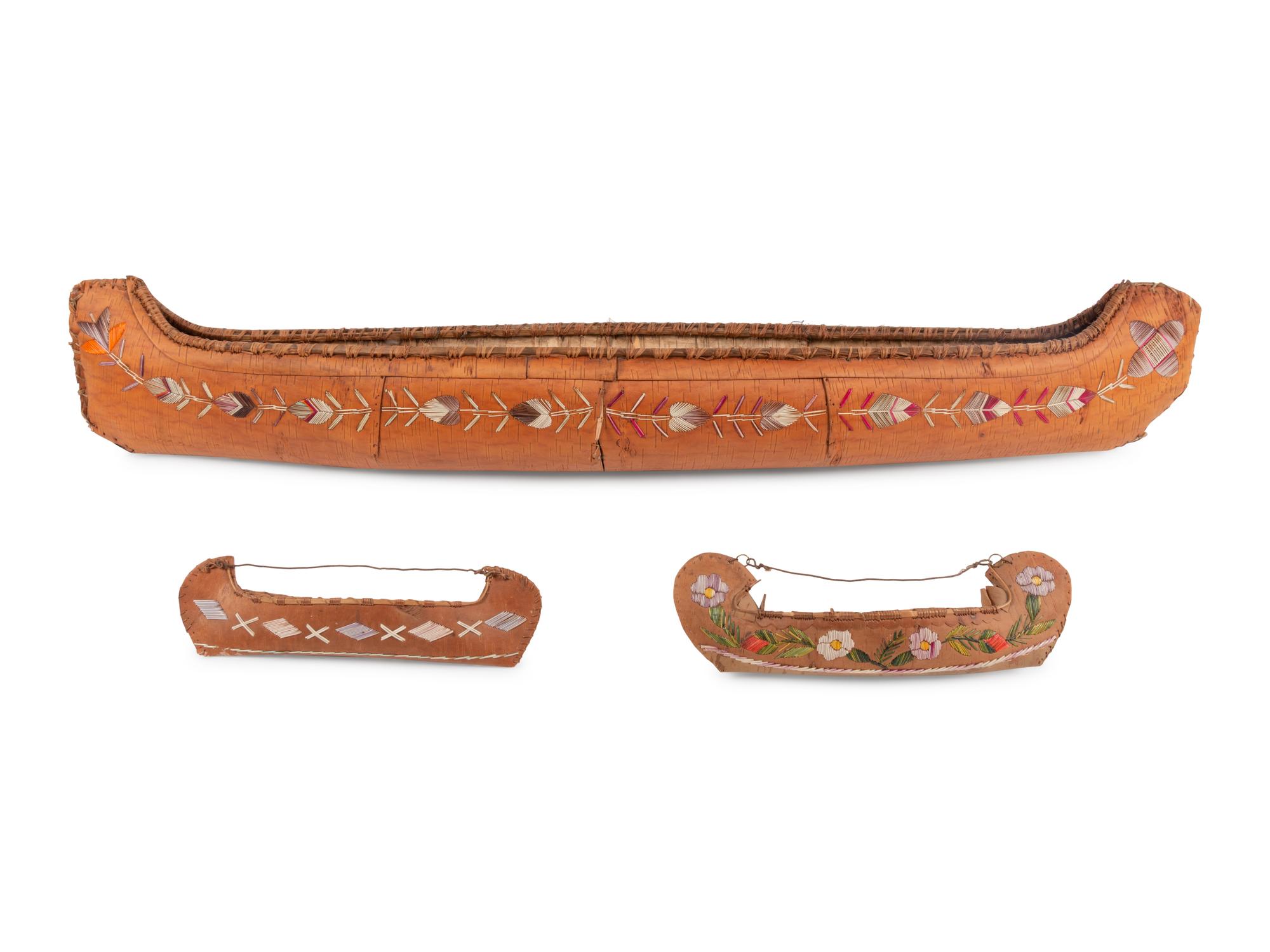 A Group of Great Lakes Birchbark Model Canoes