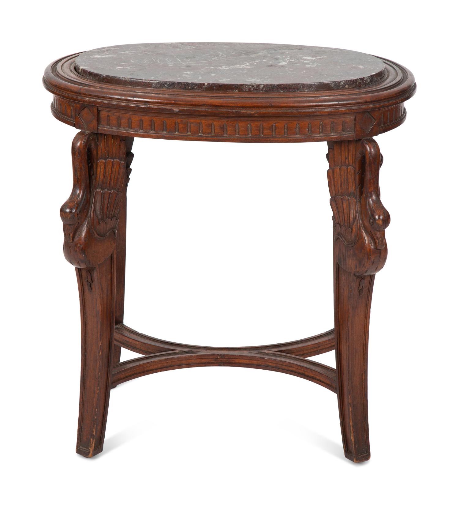 A Louis XVI Style Marble Top Oval Side Table
