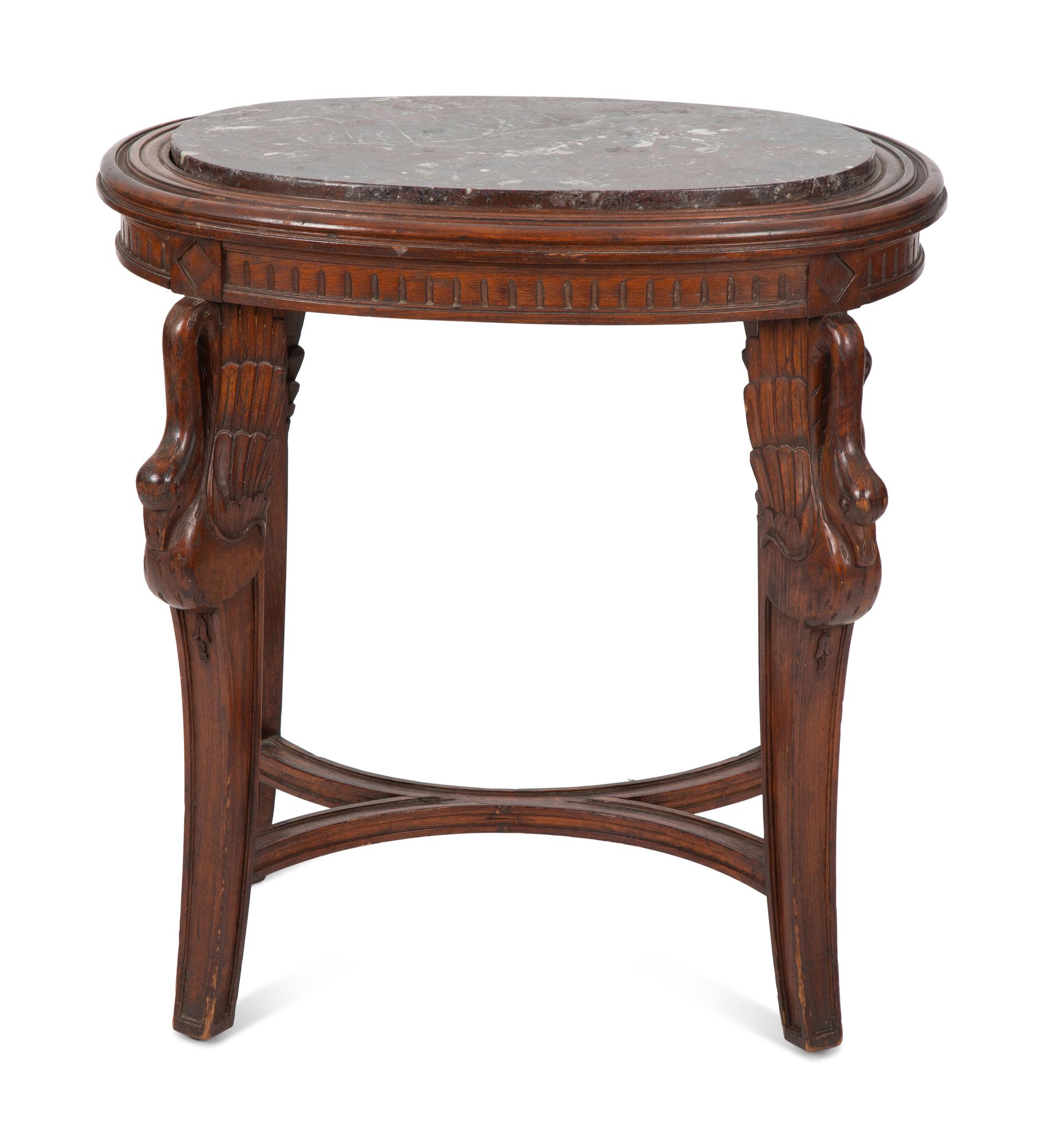A Louis XVI Style Marble Top Oval Side Table