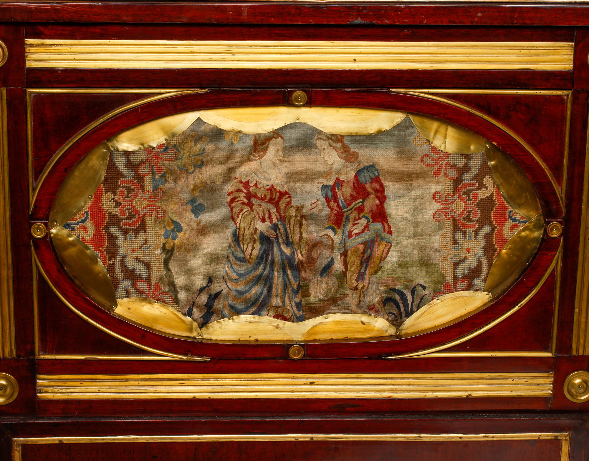 A Russian or Baltic Neoclassical Gilt Bronze Mounted Mahogany Bed