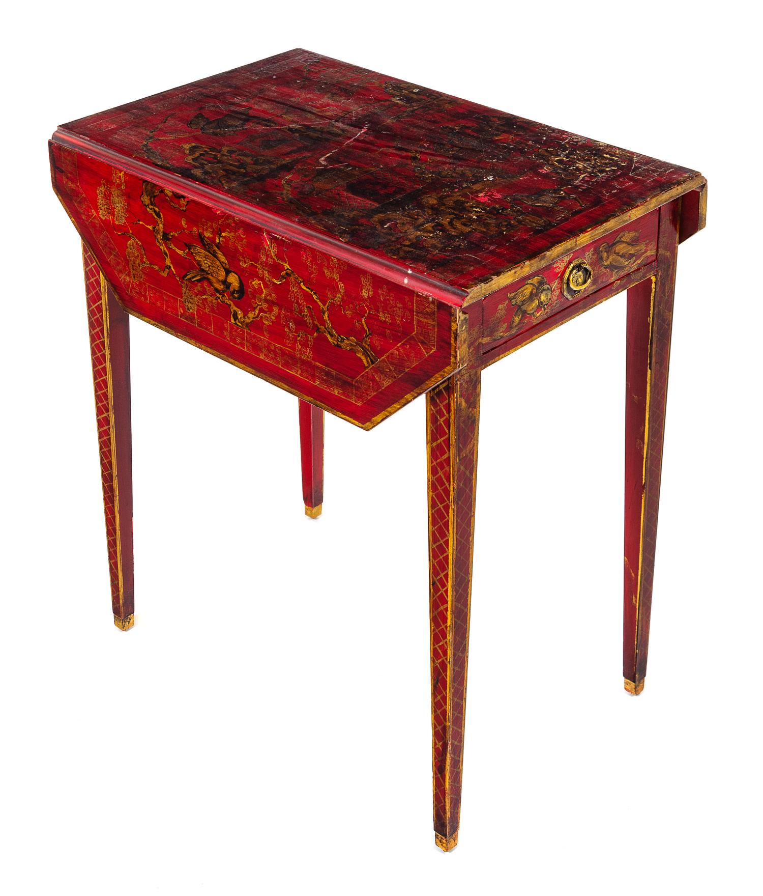 A George III Style Painted Pembroke Table Height 27 1/4 x width 16 1/8 (closed) x depth 24 1/8 inches. — 20TH CENTURY