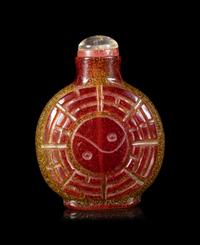 A Red Overlay Yellow Peking Glass Snuff Bottle