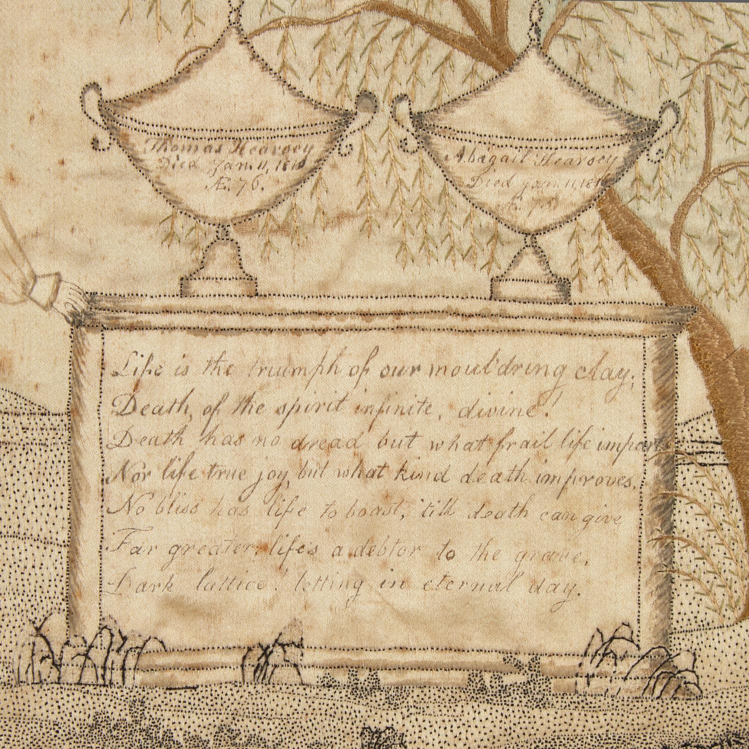An Embroidered Silk Mourning Needlework Picture
