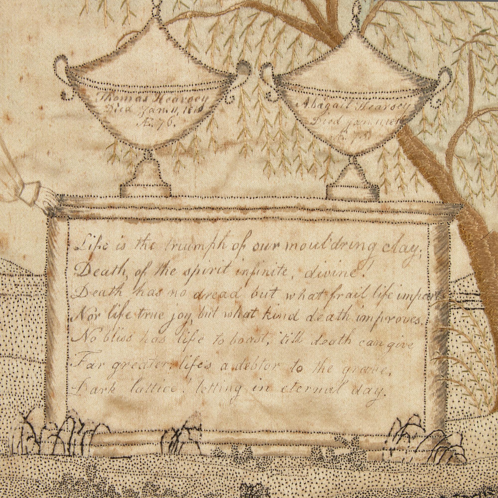 An Embroidered Silk Mourning Needlework Picture