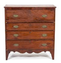 An American Hepplewhite Style Cherry Chest of Drawers Height 46 x width 43 x depth 20 1/4 inches. — 19TH CENTURY