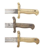 Three US Model 1855 Type Saber Bayonets with Scabbards