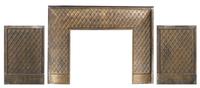 A Gilt Iron Fireplace Surround Height 36 1/2 x width 50 inches; height of aperture 26 x width 30 inches.