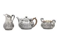 A Cased Three-Piece Sterling Silver Tea Service, Gorham Mfg. Co., Providence, RI, Date Mark for 1887