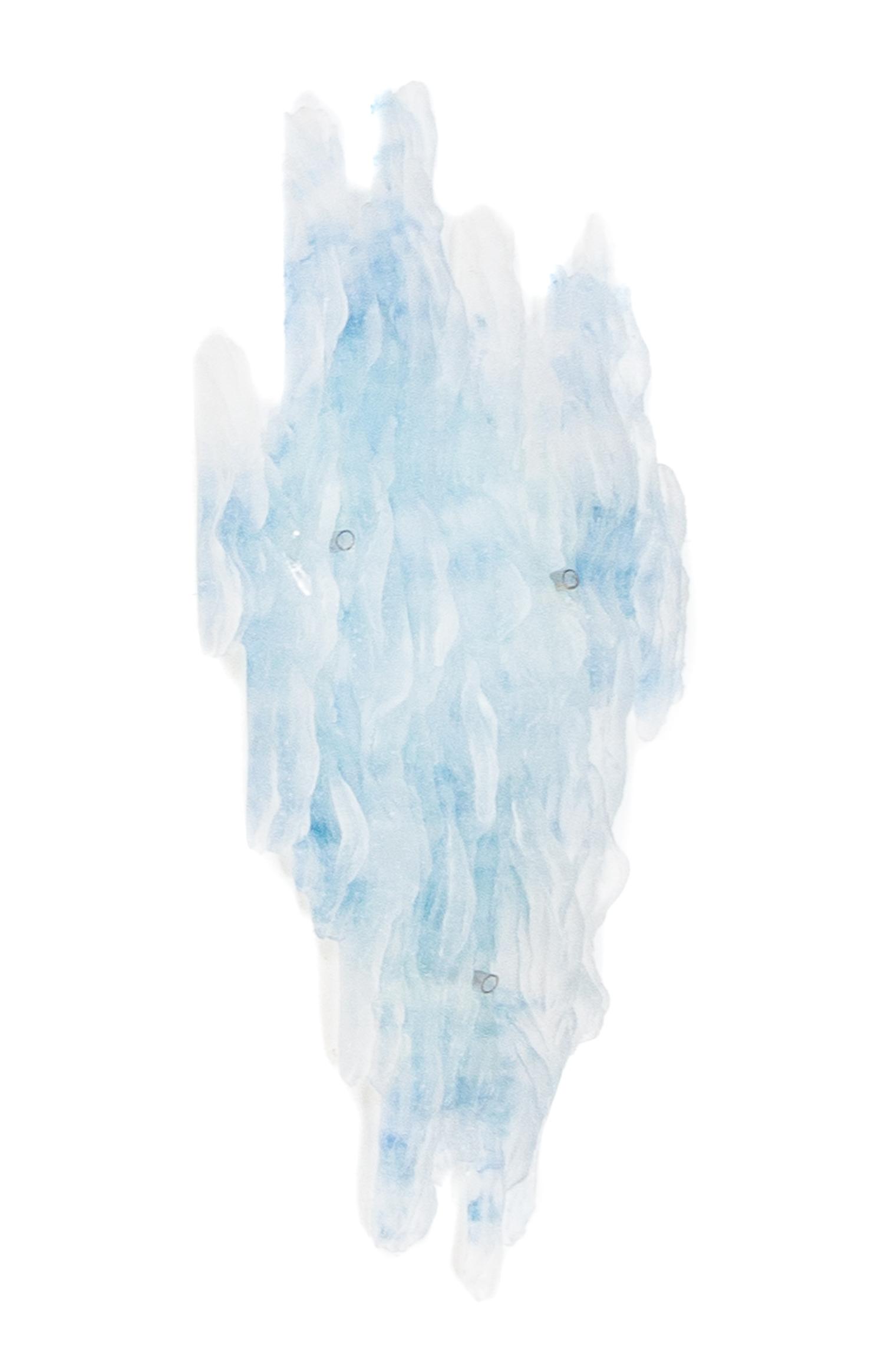 American, 21ST CENTURY, a hanging sculpture, comprised of 11 molded glass tiles hanging from steel bars