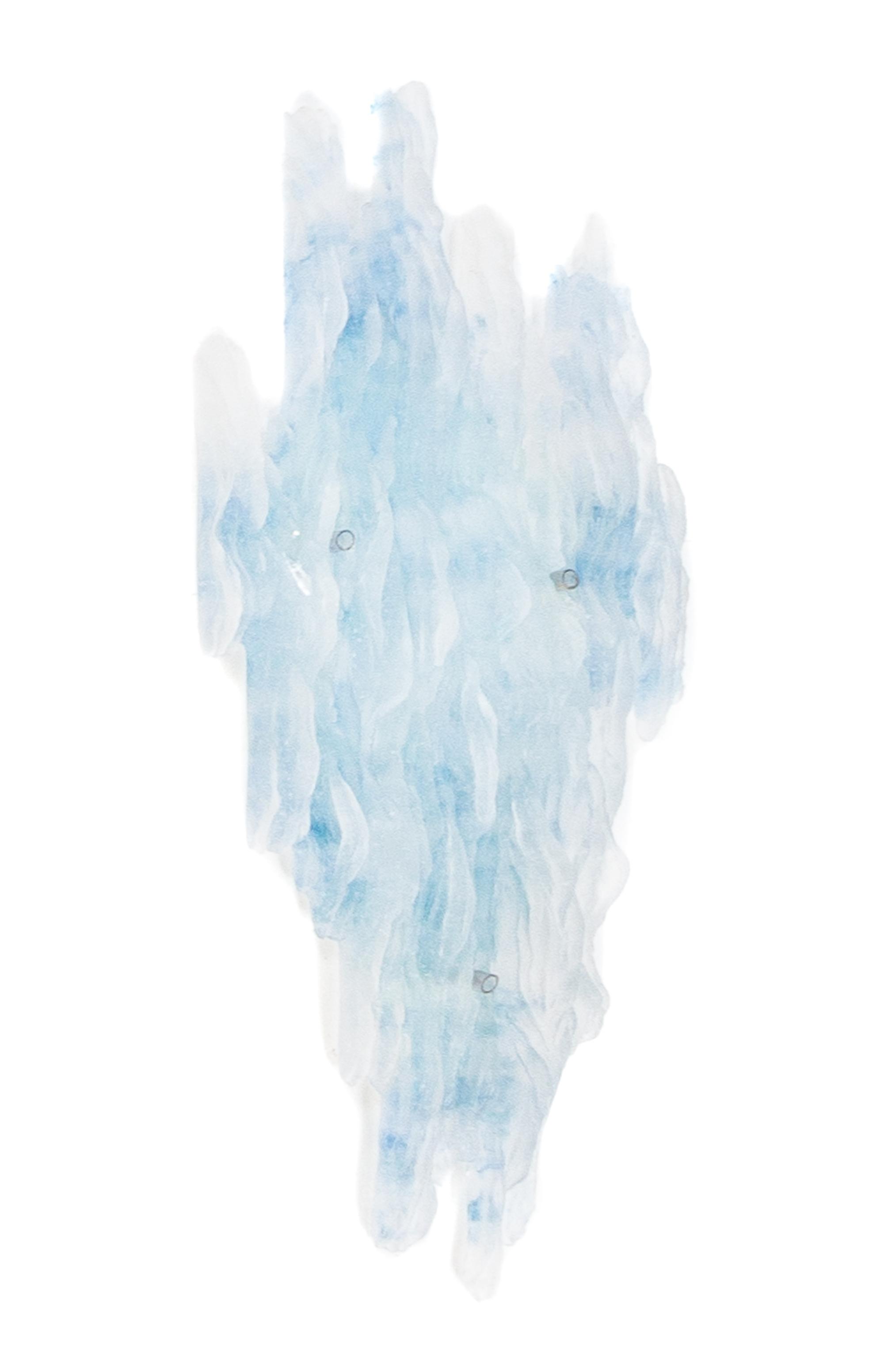 American, 21ST CENTURY, a hanging sculpture, comprised of 11 molded glass tiles hanging from steel bars