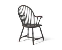 A Windsor Black-Painted Hoop-Back Armchair