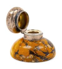 A Silver-Plate Mounted Marble Inkwell