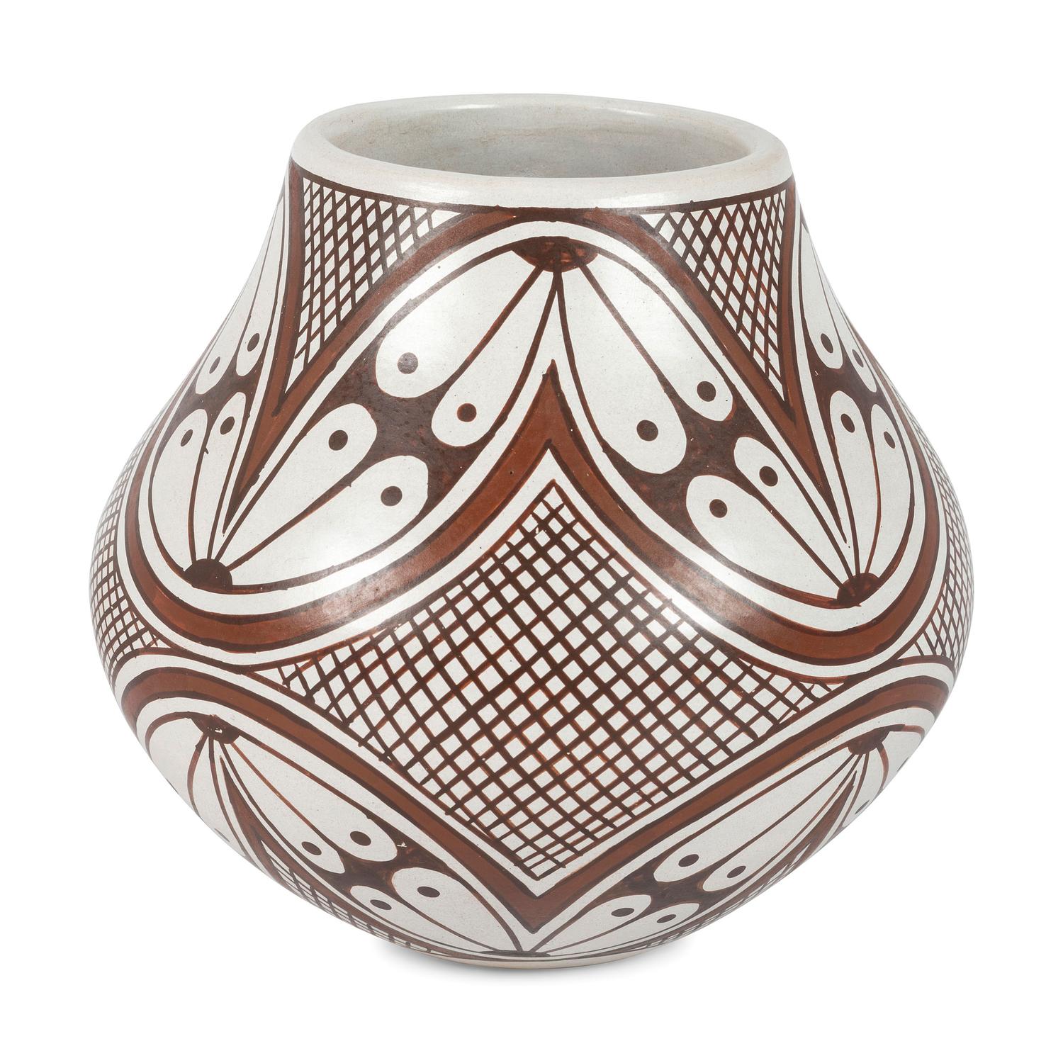 Polychrome Pottery Jar, with Fine Line and Winged Design