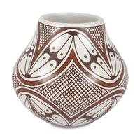 Polychrome Pottery Jar, with Fine Line and Winged Design
