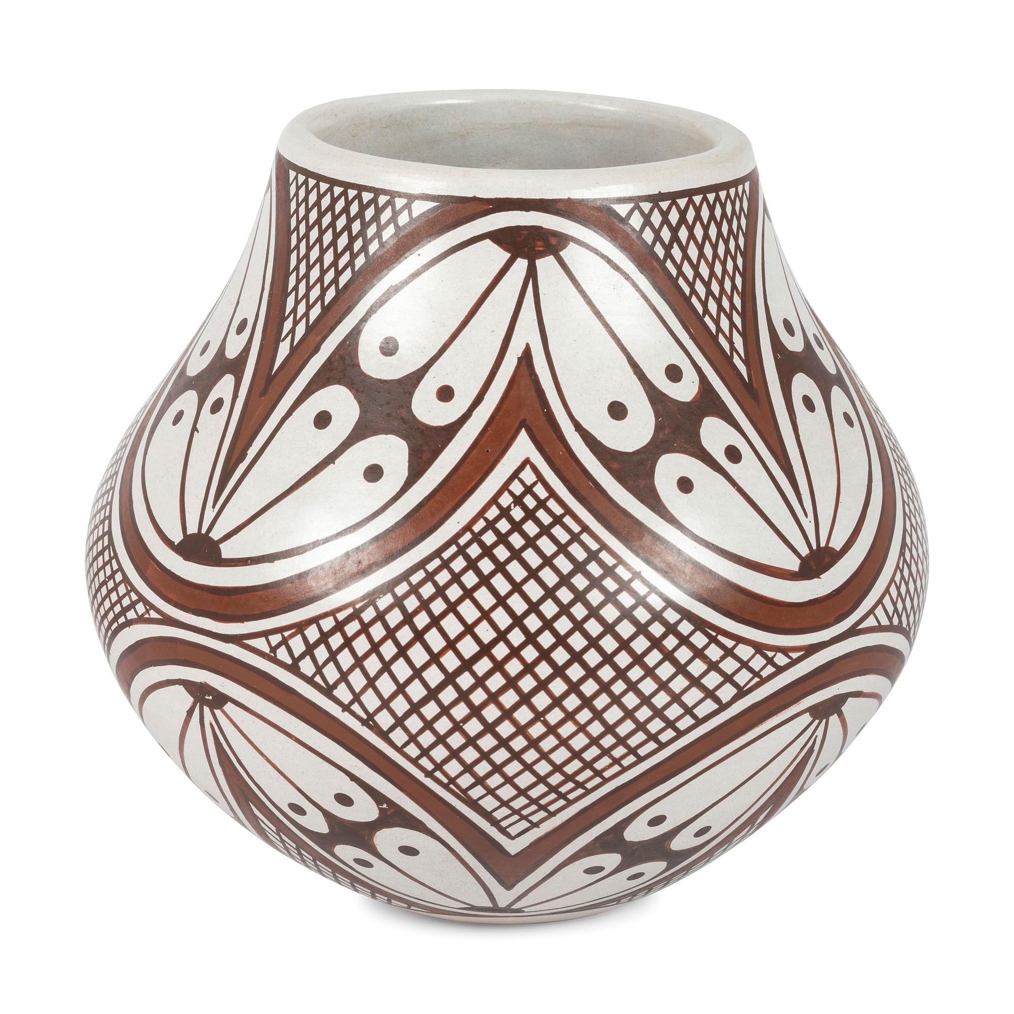 Polychrome Pottery Jar, with Fine Line and Winged Design