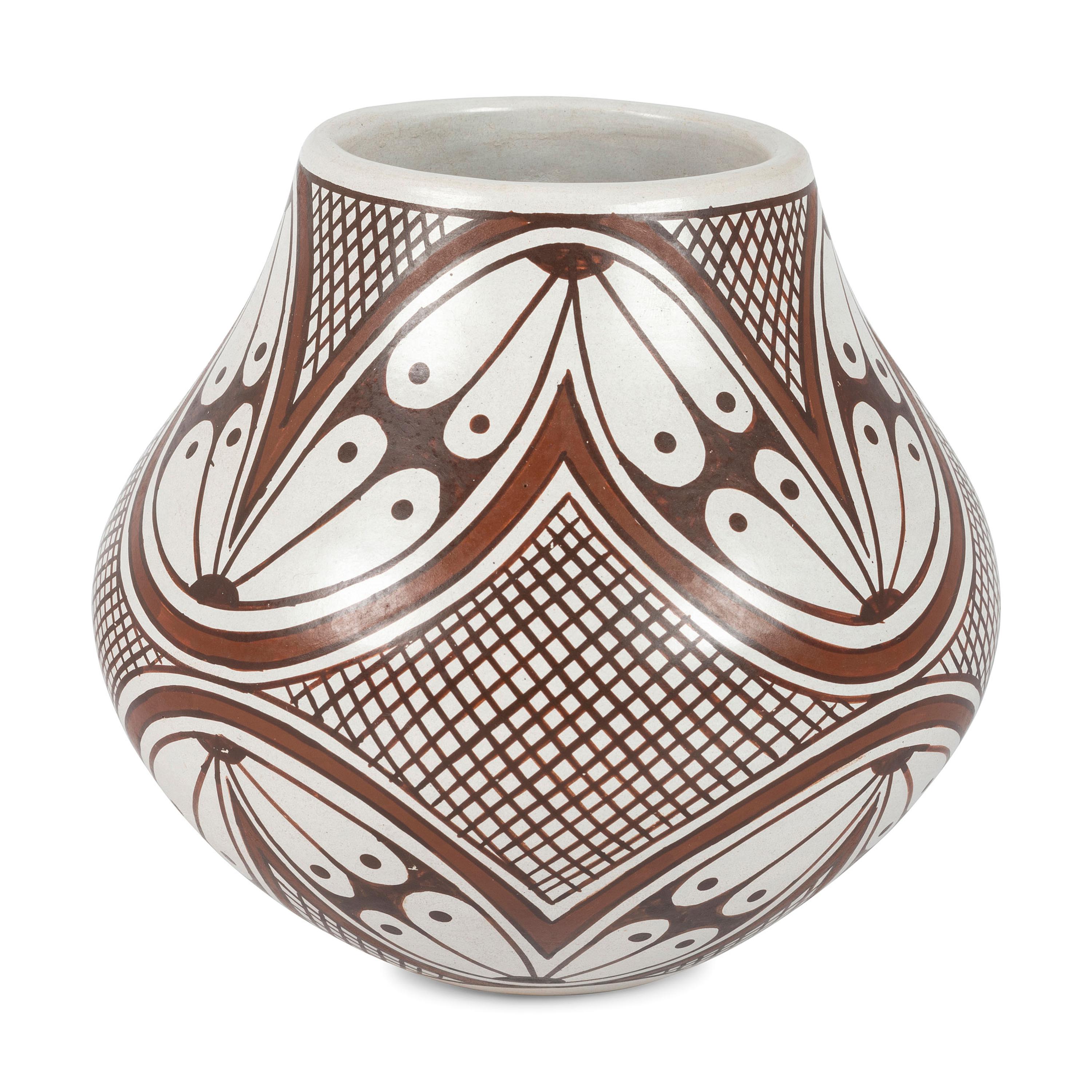 Polychrome Pottery Jar, with Fine Line and Winged Design