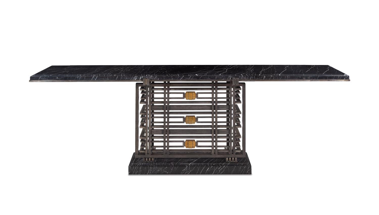 A French Steel and Marble Console Table