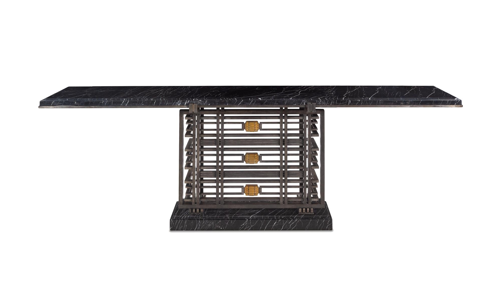 A French Steel and Marble Console Table