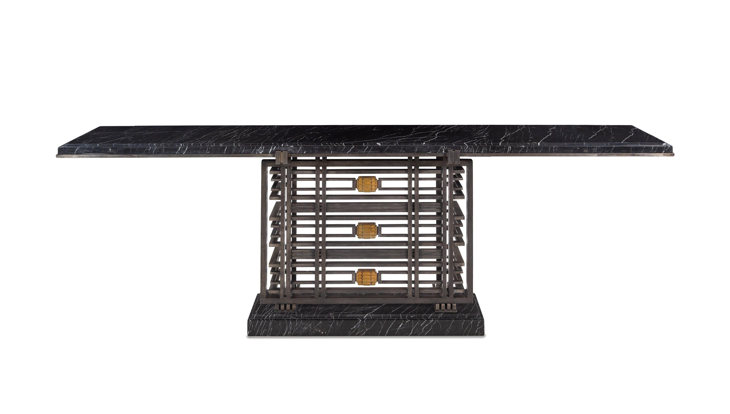 A French Steel and Marble Console Table
